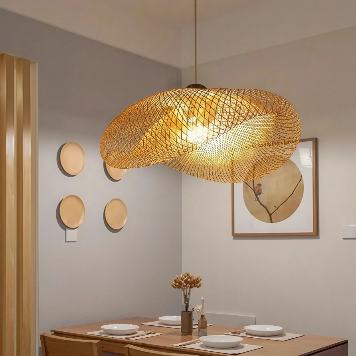 Luminaire suspension rotin - Arcadia