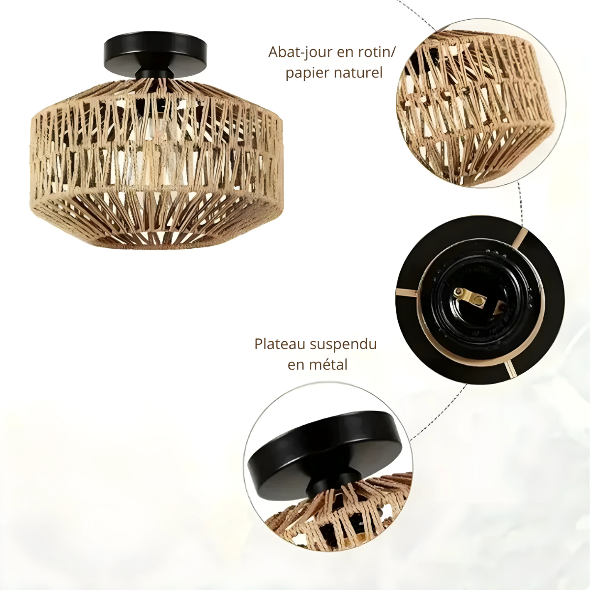 Luminaire plafonnier osier - Serenity