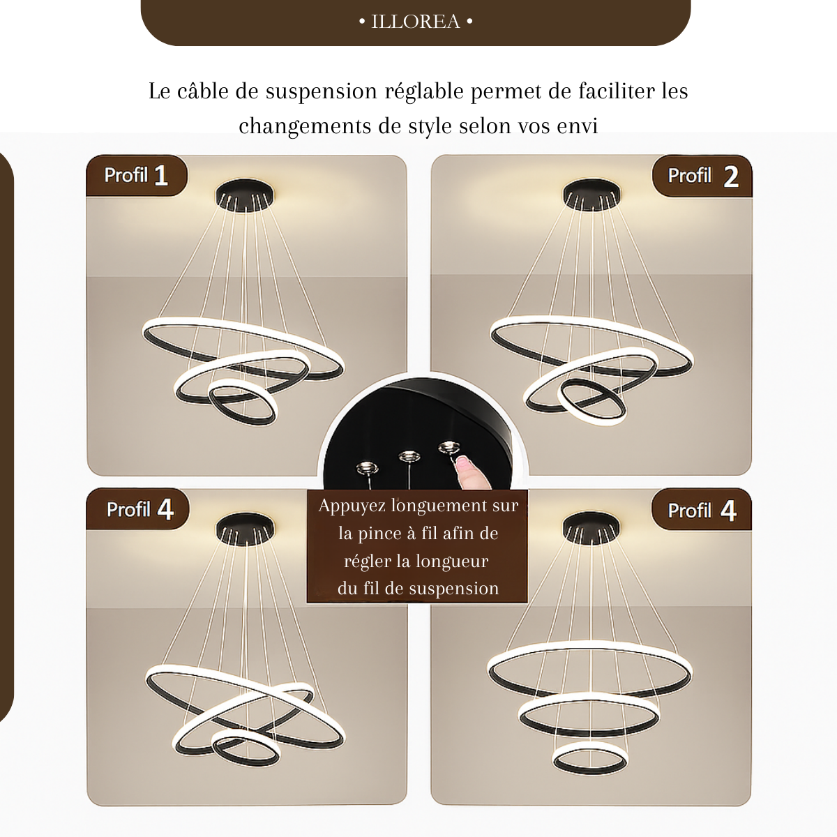 Lustre 3 cercles - Celestial