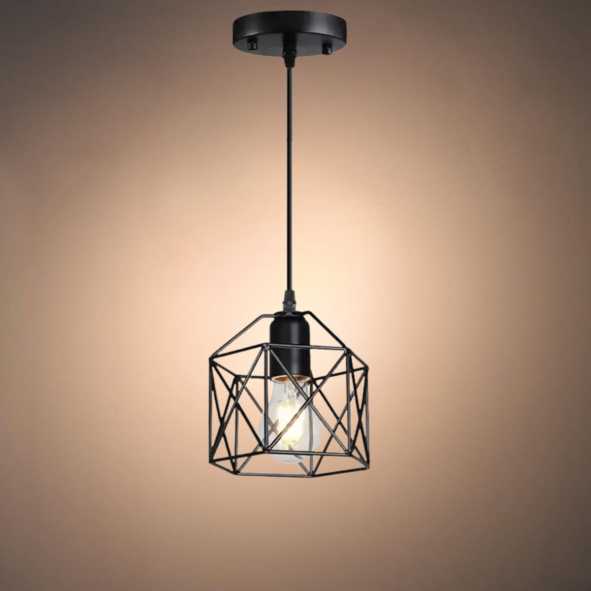 Plafonnier industriel noir en métal - Obscura