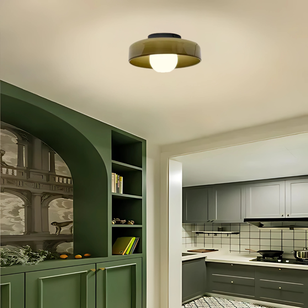 Plafonnier disque verre - Solenne