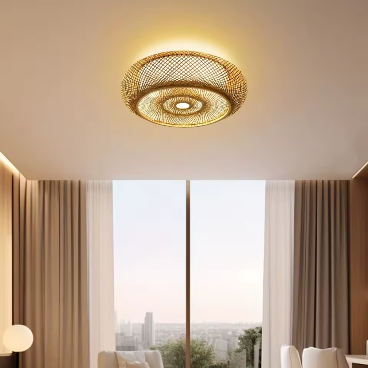 Plafonnier en bambou tressée - Solstice