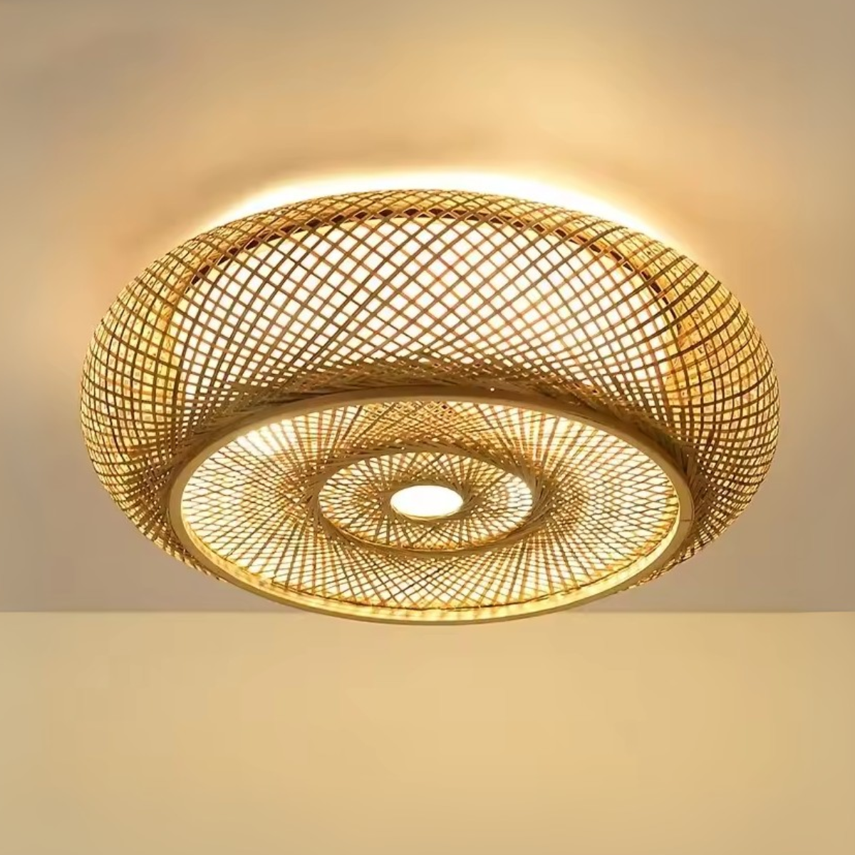 Plafonnier en bambou tressée - Solstice