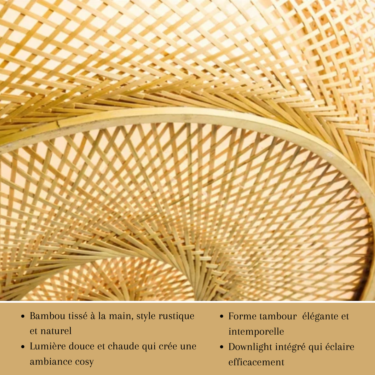 Plafonnier en bambou tressée - Solstice