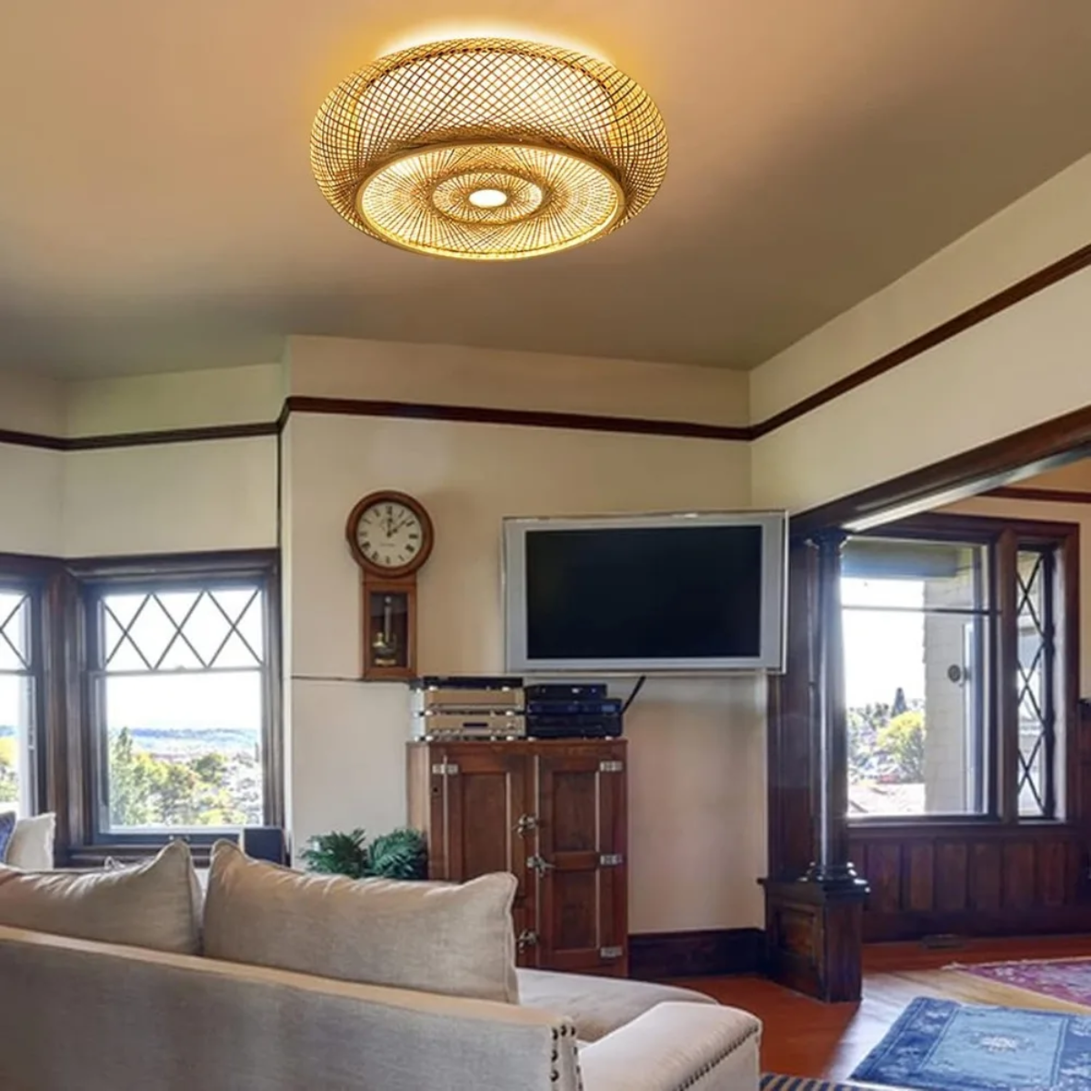 Plafonnier en bambou tressée - Solstice