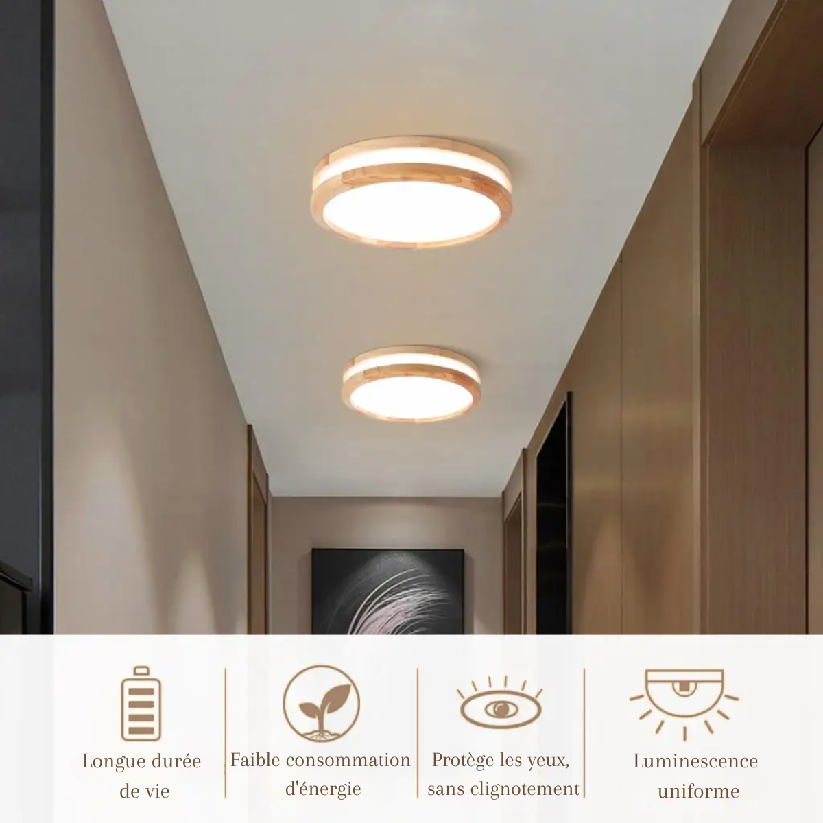Plafonnier LED en bois - Nature