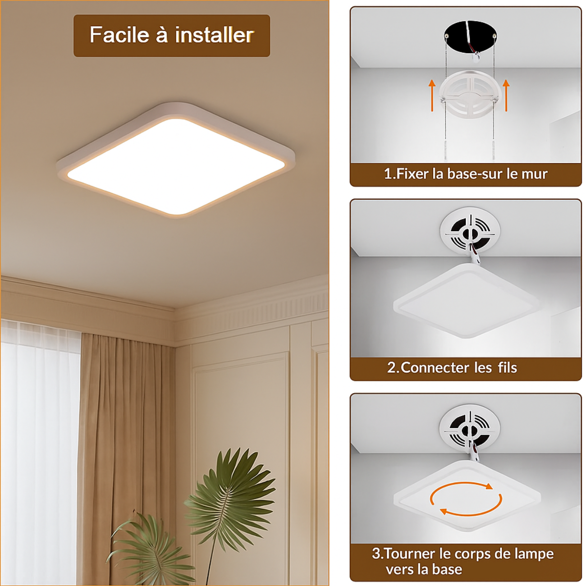 Plafonnier led carré 40x40 - Apex