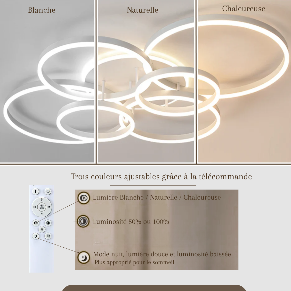 Plafonnier salon moderne LED - Polaris