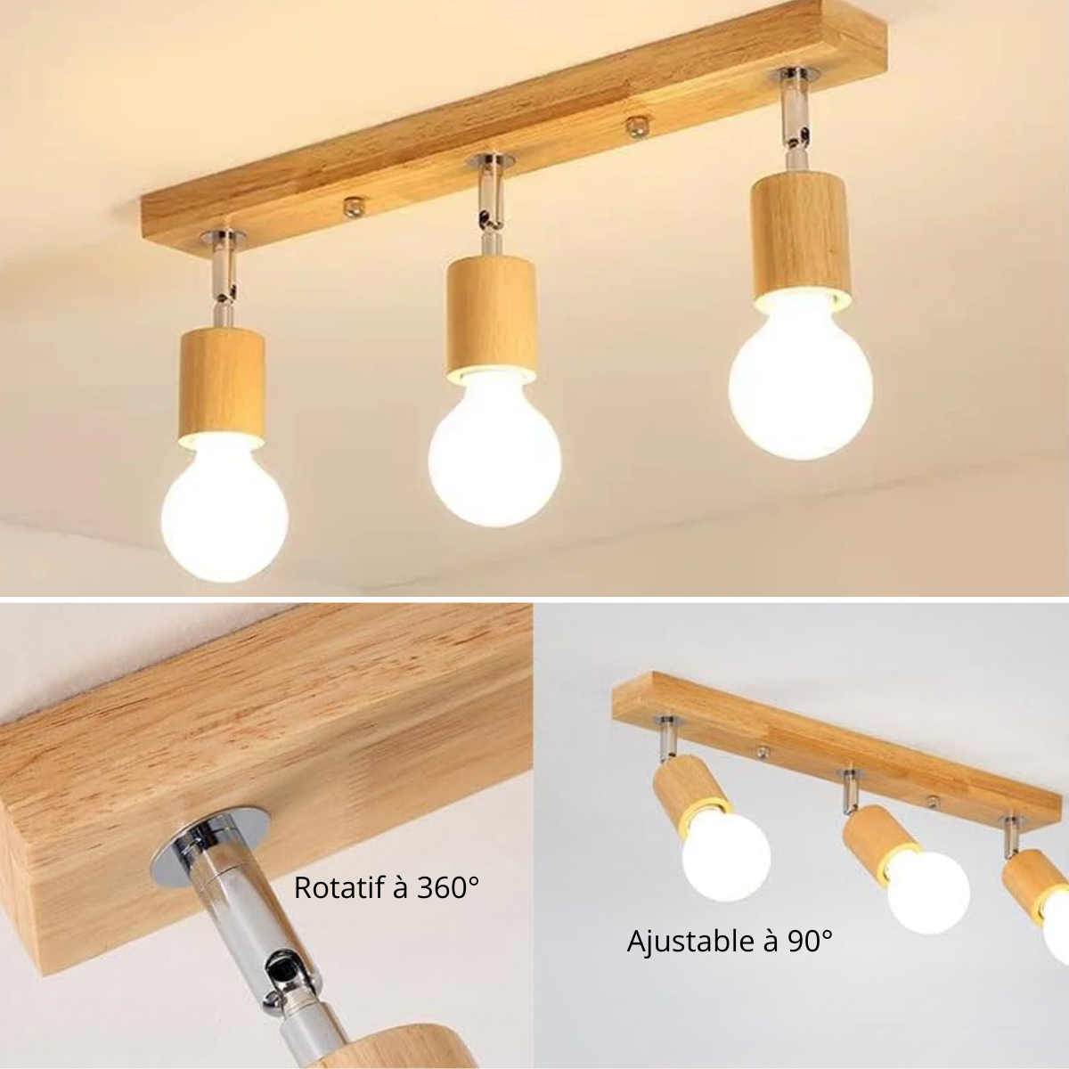 Plafonnier spot en bois - Sylvara