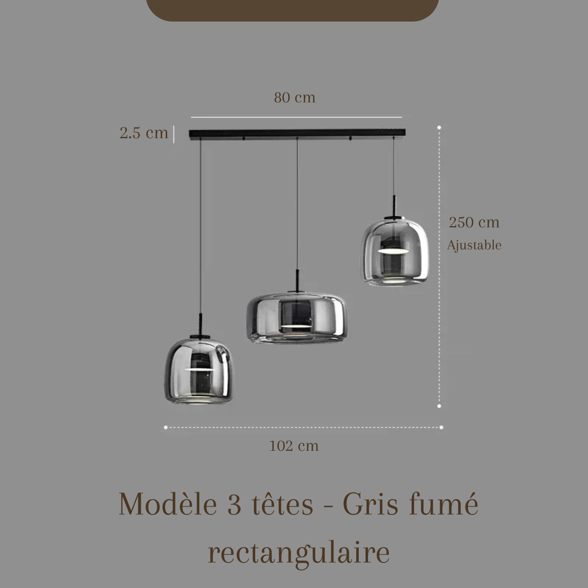 Plafonnier en verre fumé - Obsidian