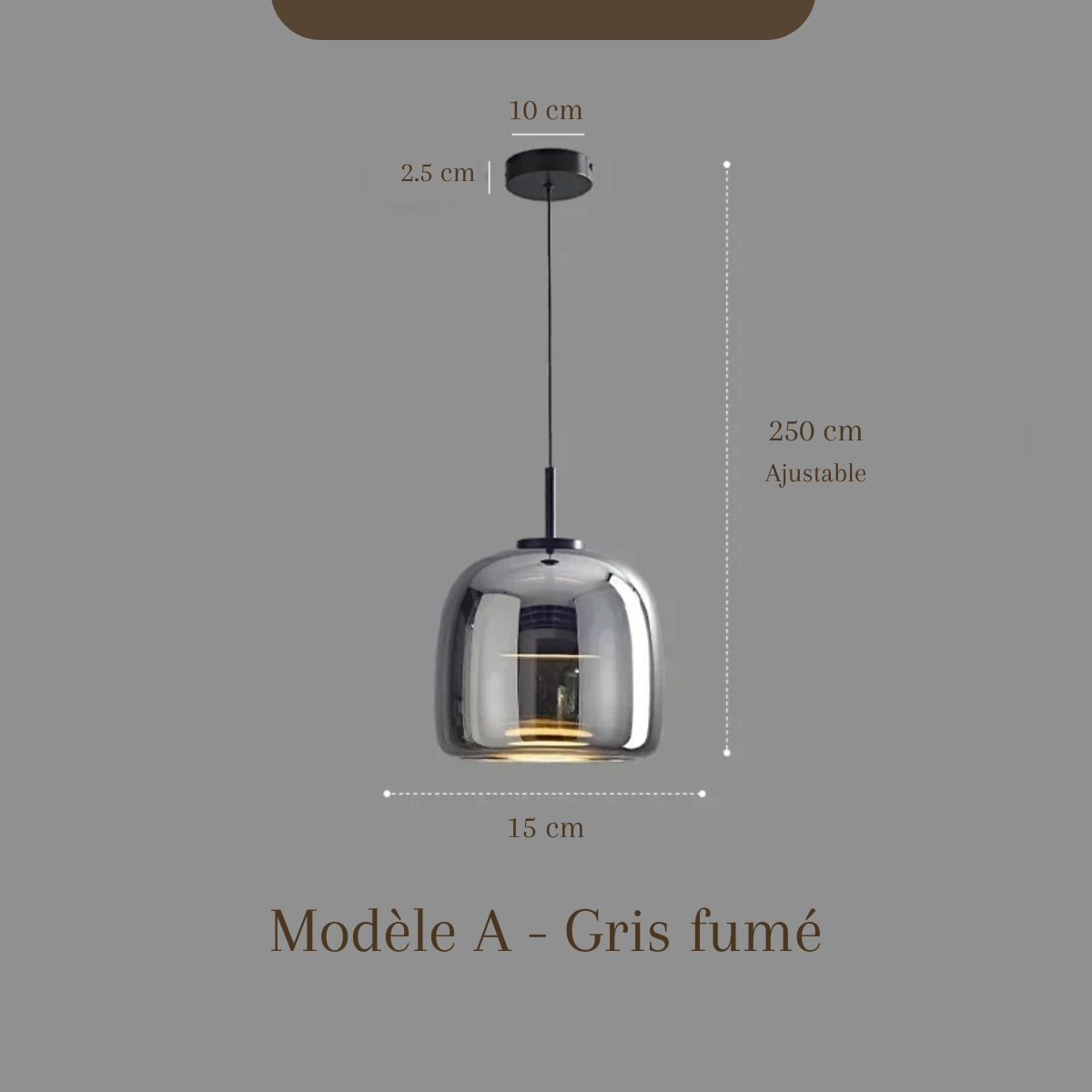 Plafonnier en verre fumé - Obsidian