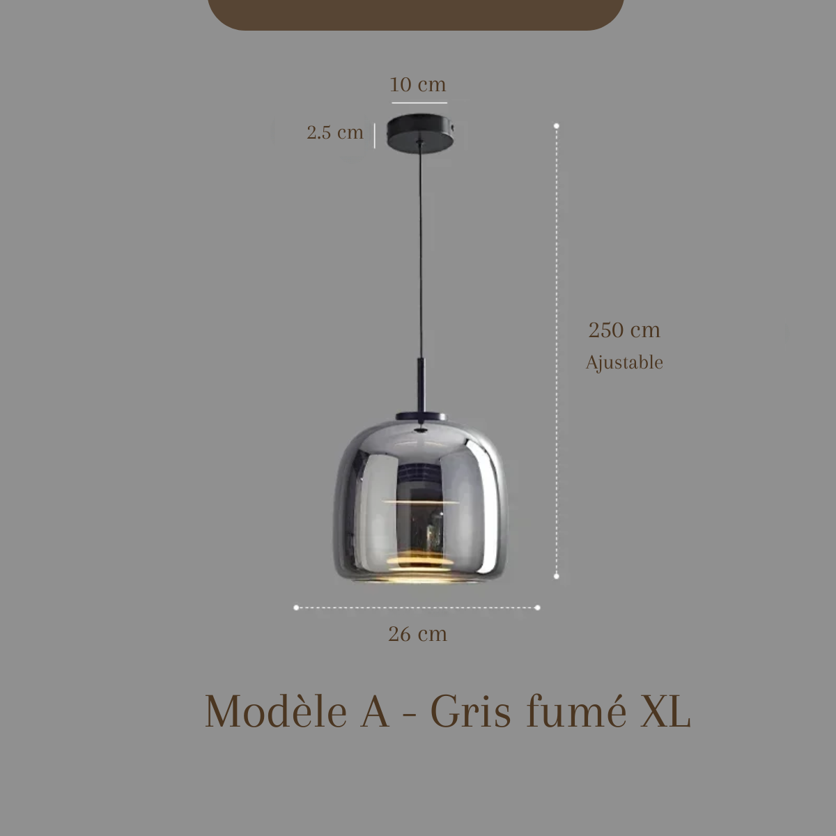 Plafonnier en verre fumé - Obsidian