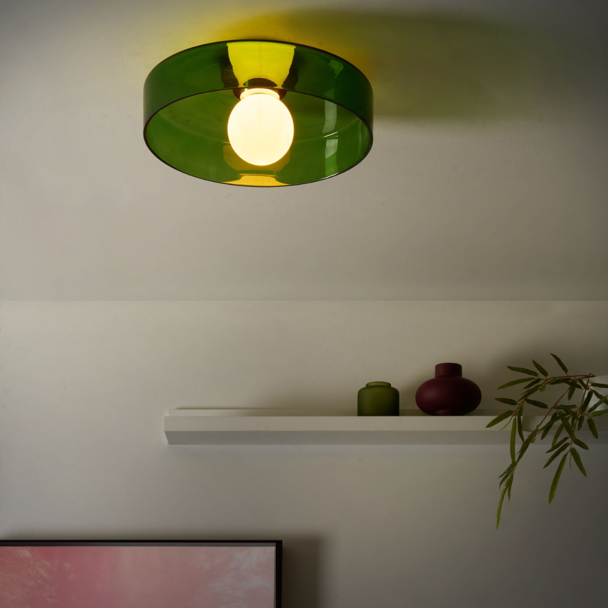 Plafonnier disque verre - Solenne