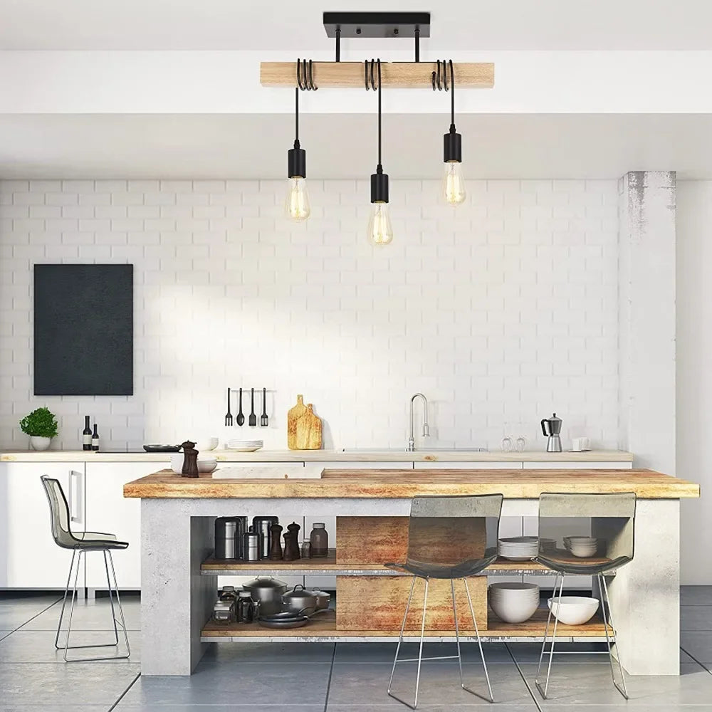 Plafonnier industriel bois - Gravitas