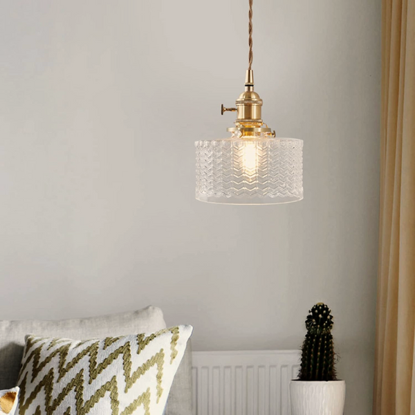 Suspension japonaise vintage en laiton et verre - Aurelia