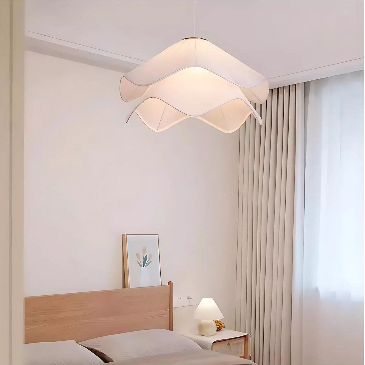 Suspension luminaire fleur en tissu - Aurora