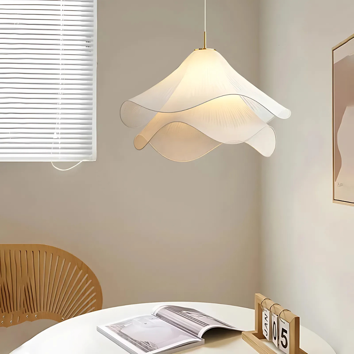 Suspension luminaire fleur en tissu - Aurora