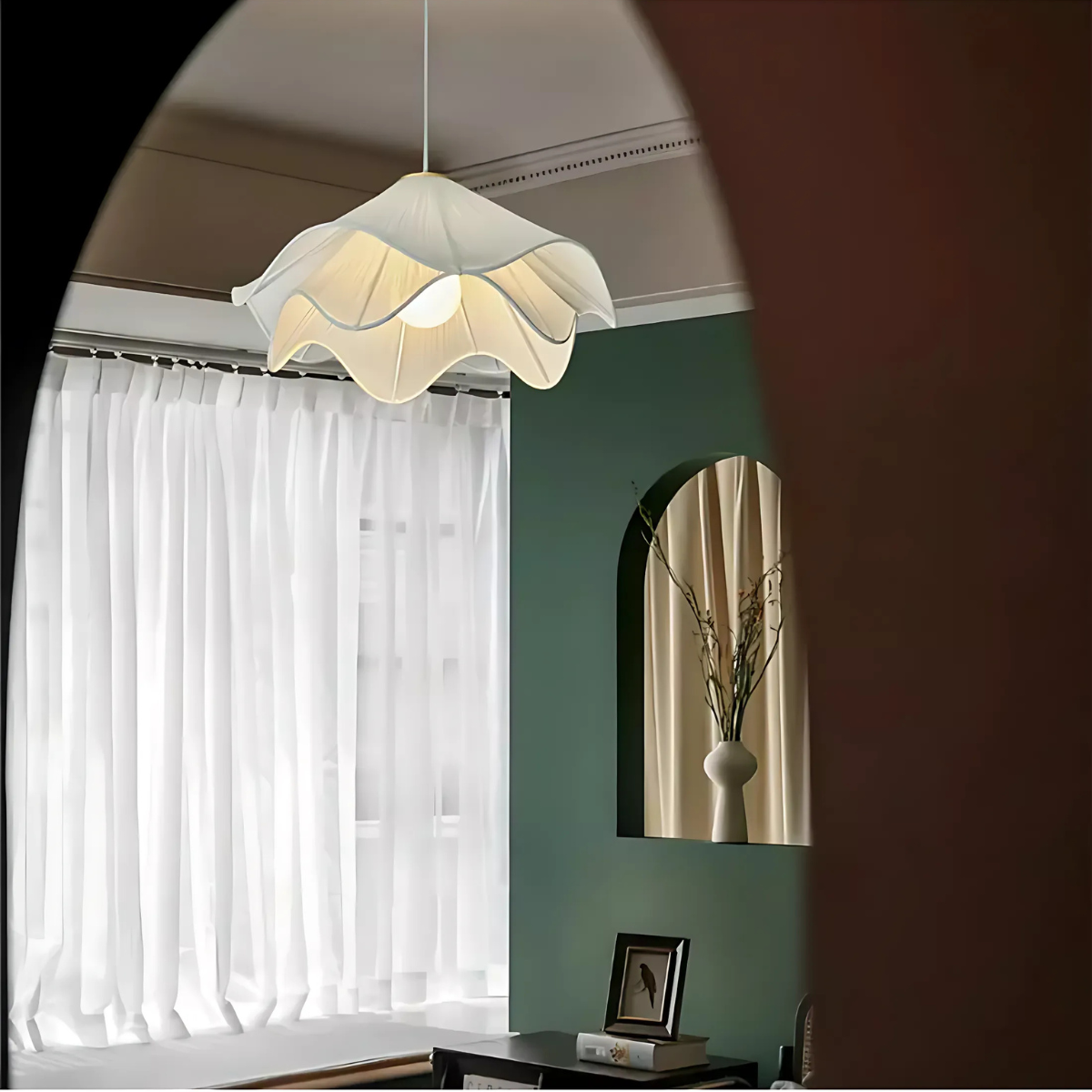 Suspension luminaire fleur en tissu - Aurora