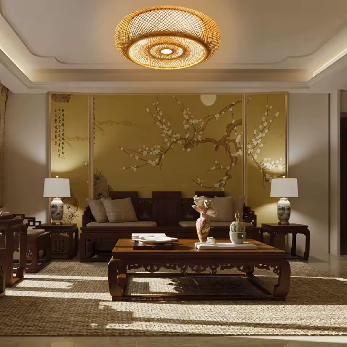 Plafonnier en bambou tressée - Solstice