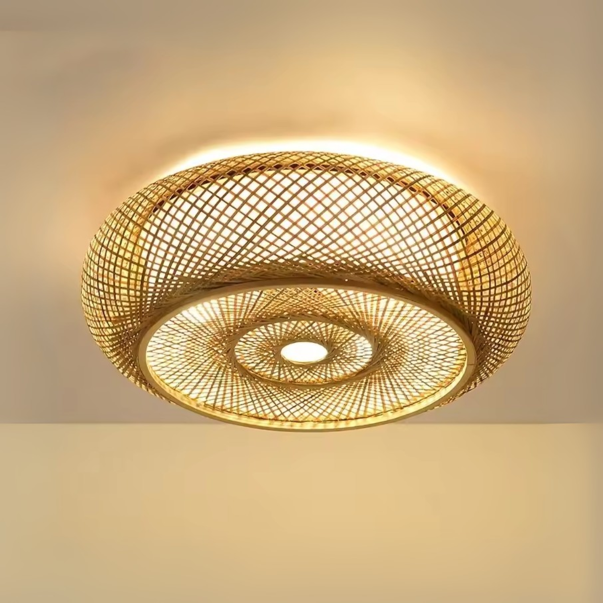 Plafonnier en bambou tressée - Solstice