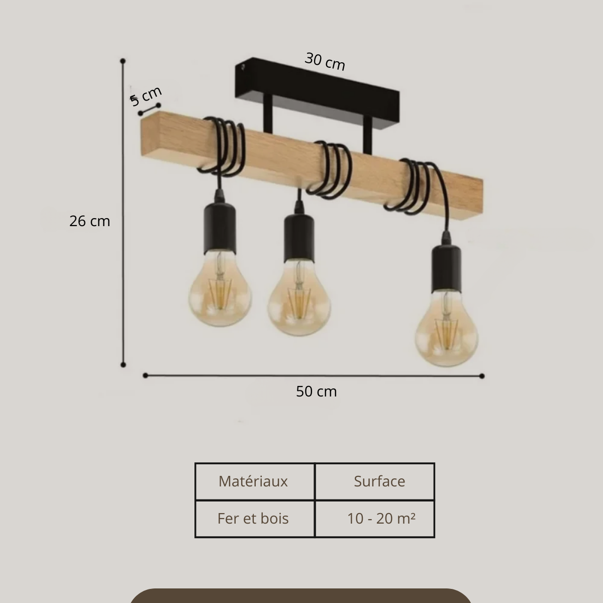 Plafonnier industriel bois - Gravitas