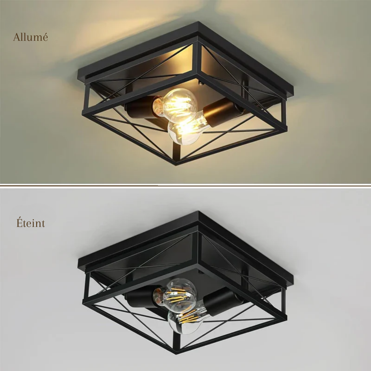 Plafonnier industriel carré - Aurion