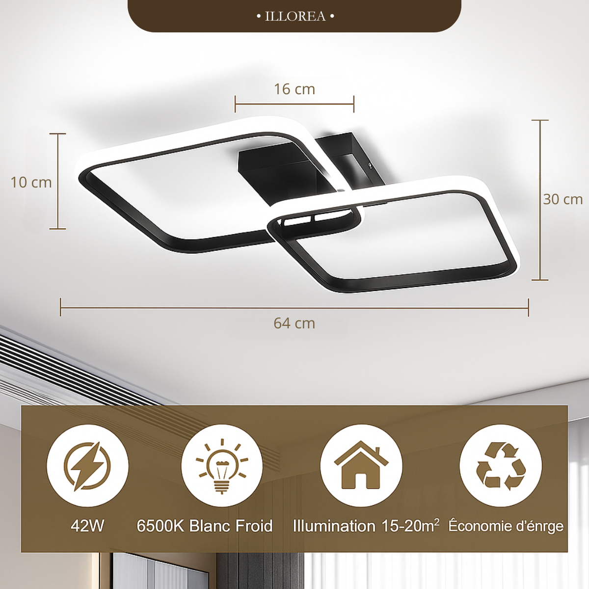 Plafonnier led moderne carré - Luminor