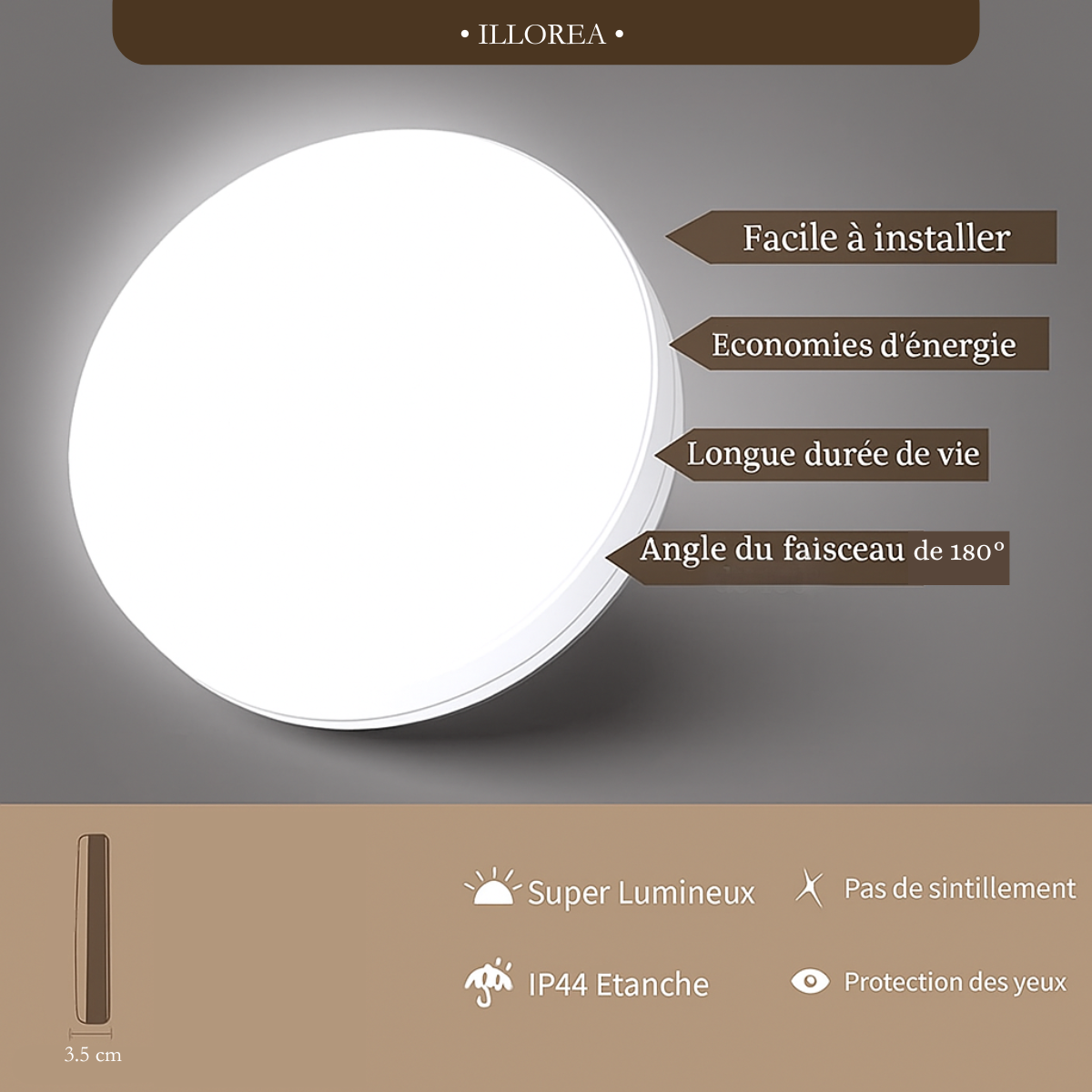 Plafonnier led rond blanc - Zenith