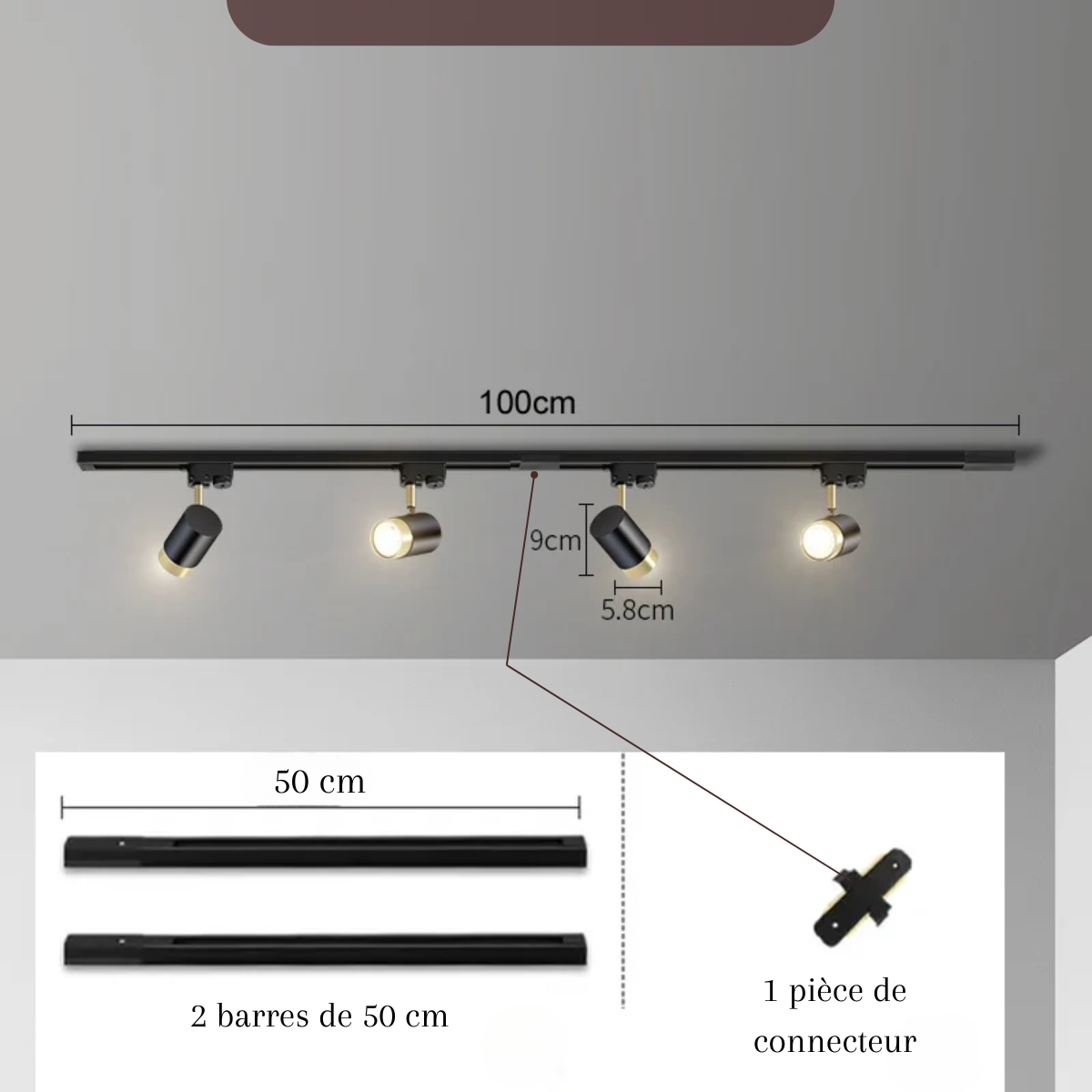 Plafonnier 4 spots orientables - Meridianis