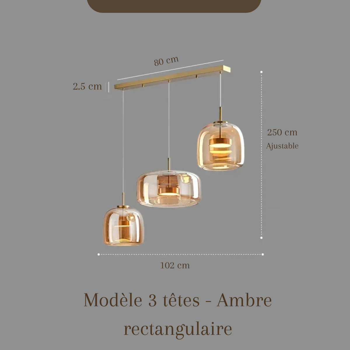 Plafonnier en verre fumé - Obsidian