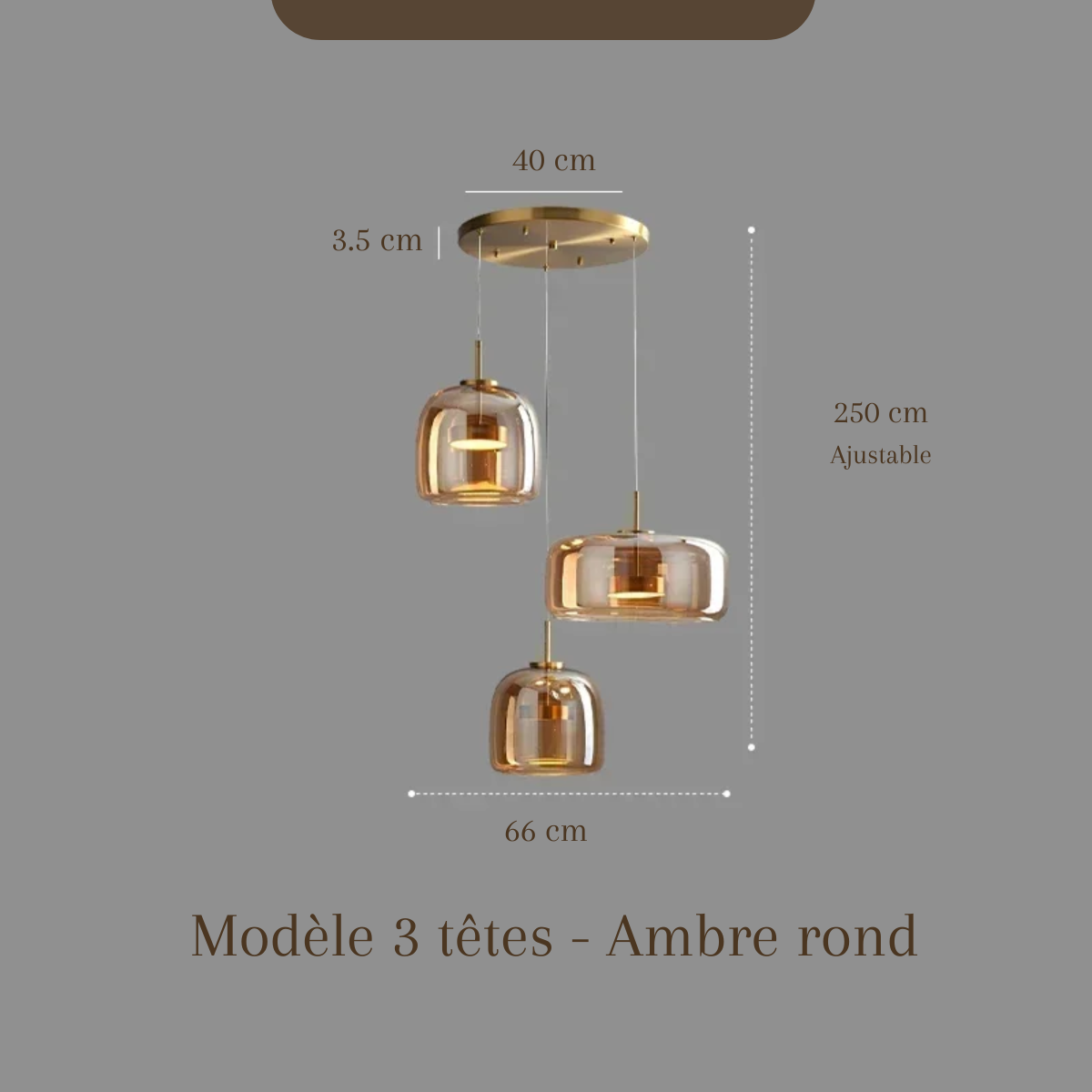 Plafonnier en verre fumé - Obsidian