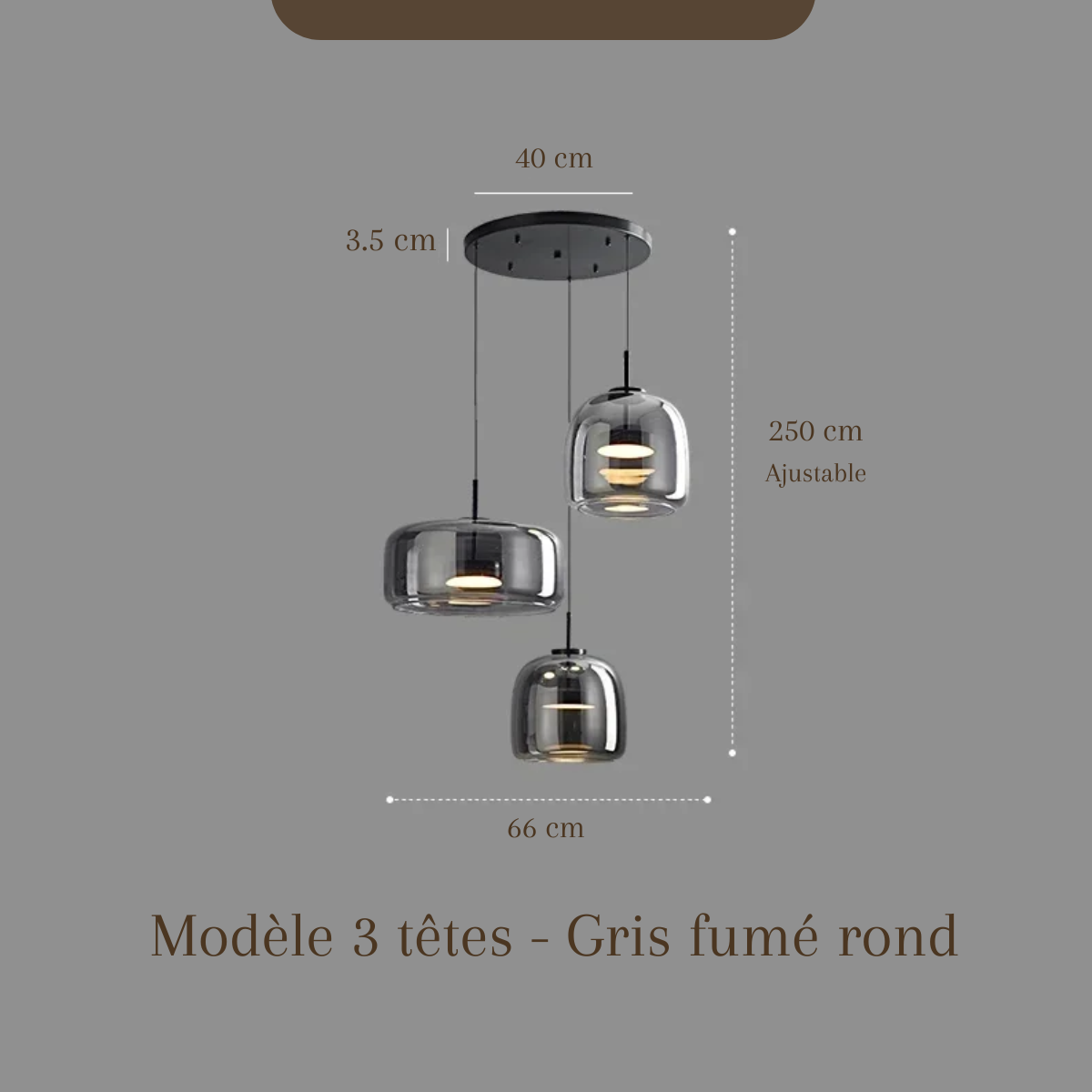 Plafonnier en verre fumé - Obsidian