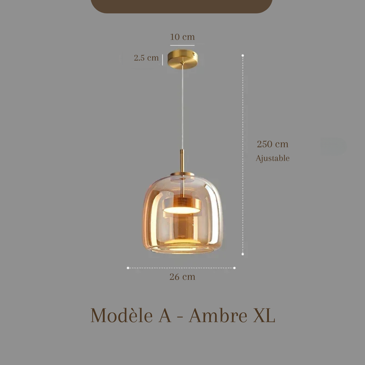 Plafonnier en verre fumé - Obsidian