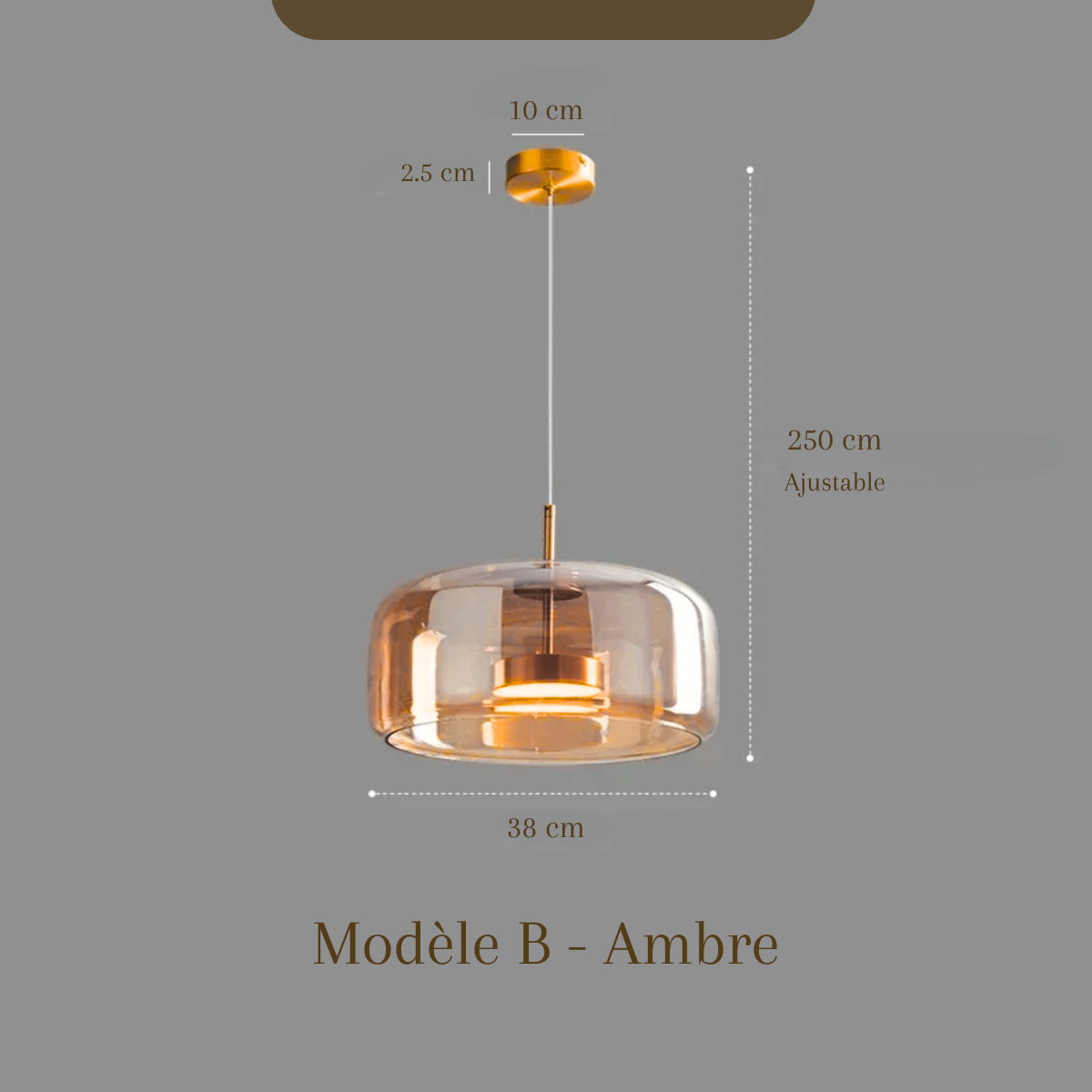 Plafonnier en verre fumé - Obsidian