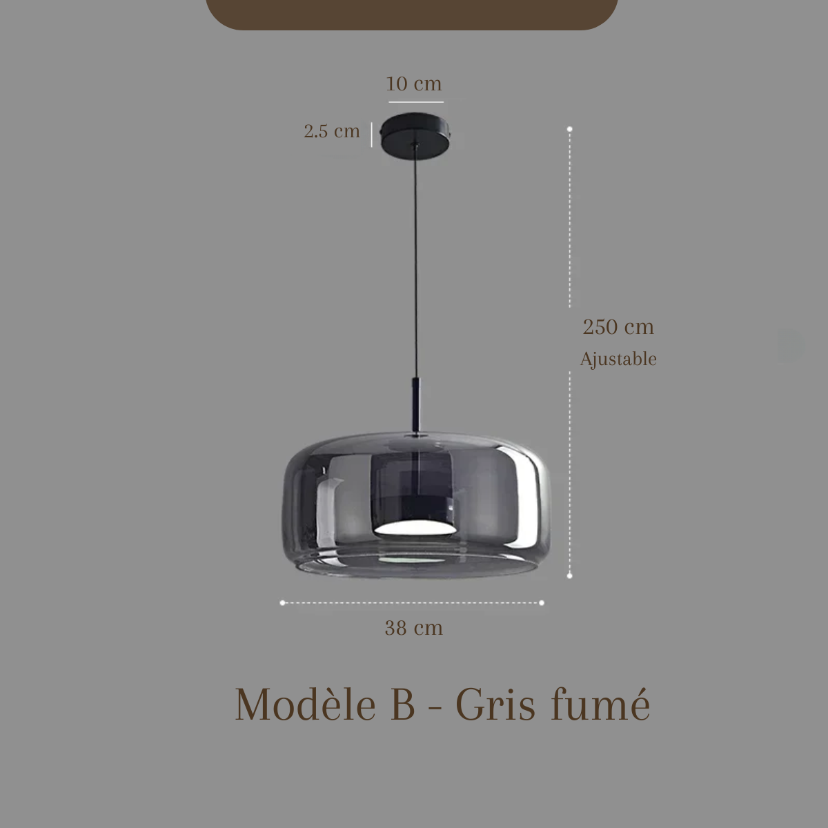 Plafonnier en verre fumé - Obsidian