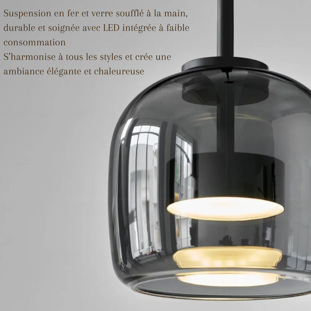 Plafonnier en verre fumé - Obsidian