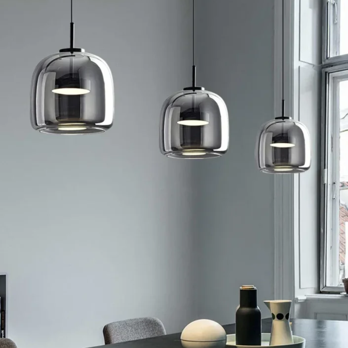 Plafonnier en verre fumé - Obsidian