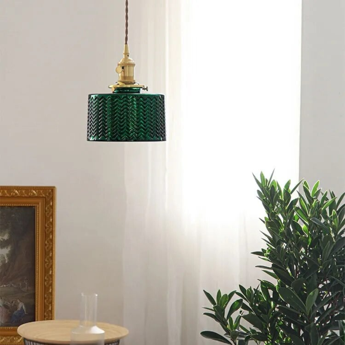 Suspension japonaise vintage en laiton et verre - Aurelia