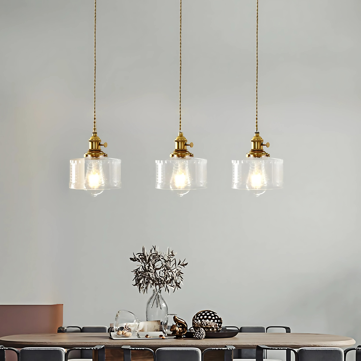 Suspension japonaise vintage en laiton et verre - Aurelia