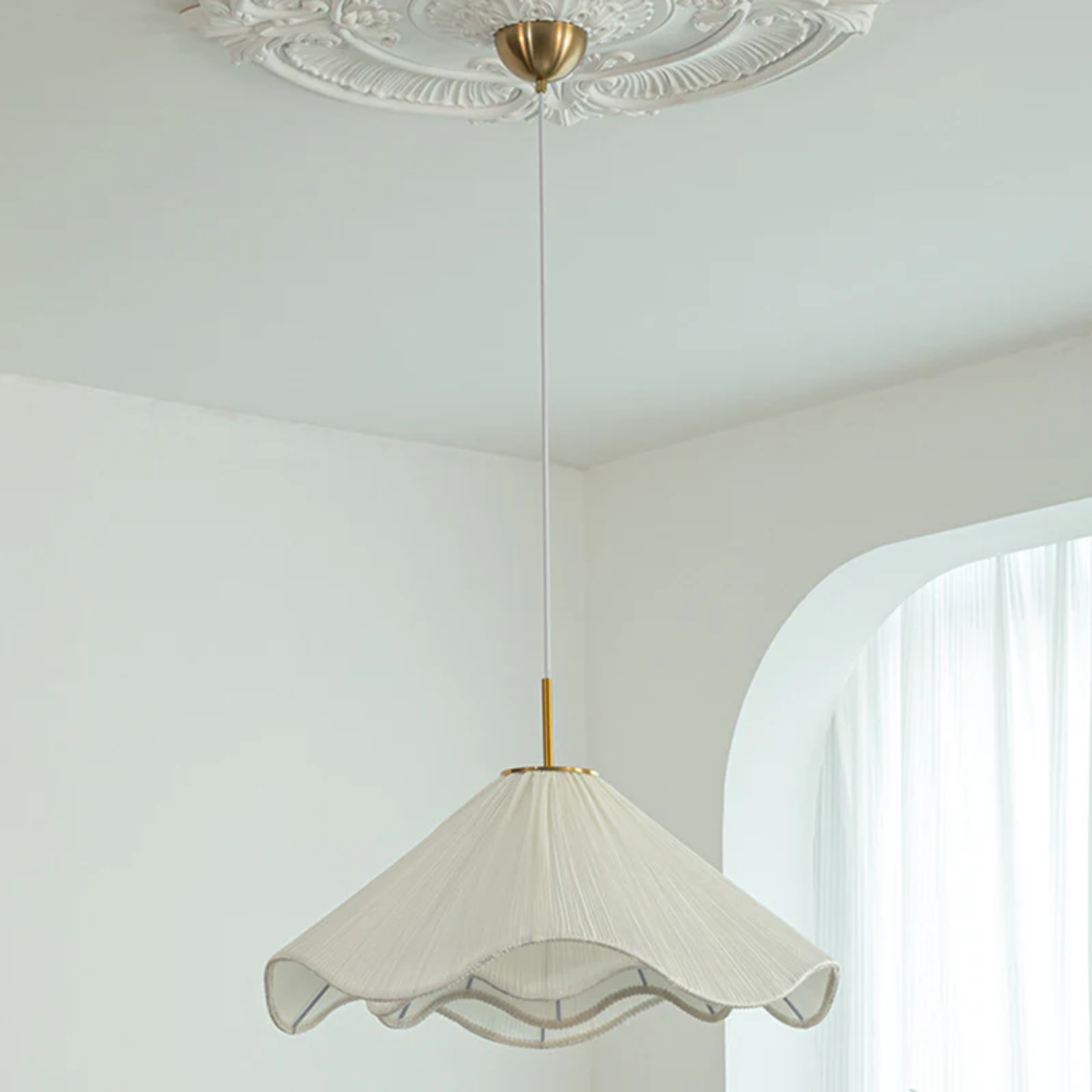 Suspension luminaire fleur en tissu - Aurora